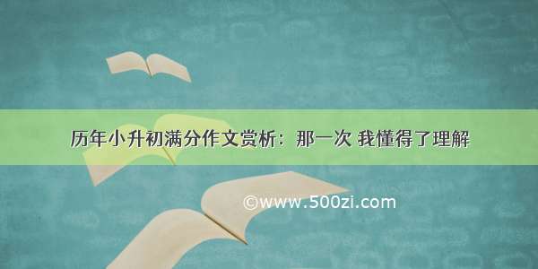 历年小升初满分作文赏析：那一次 我懂得了理解