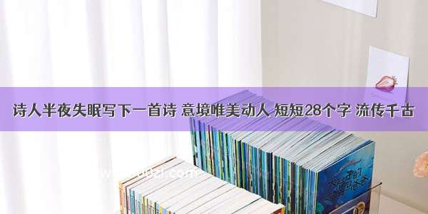 诗人半夜失眠写下一首诗 意境唯美动人 短短28个字 流传千古