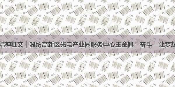 学习潍柴精神征文｜潍坊高新区光电产业园服务中心王金佩：奋斗—让梦想照进现实