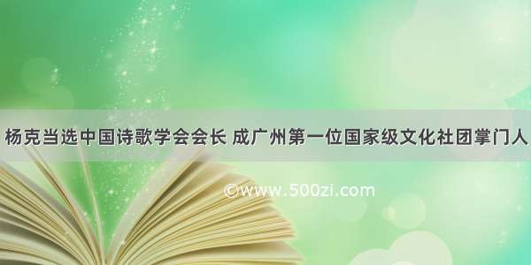 杨克当选中国诗歌学会会长 成广州第一位国家级文化社团掌门人