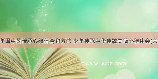 青年眼中的传承心得体会和方法 少年传承中华传统美德心得体会(六篇)