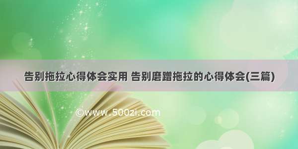 告别拖拉心得体会实用 告别磨蹭拖拉的心得体会(三篇)