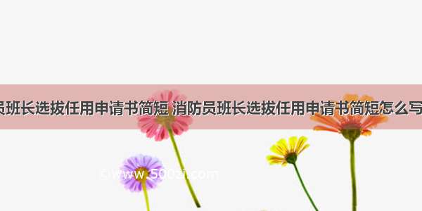 消防员班长选拔任用申请书简短 消防员班长选拔任用申请书简短怎么写(八篇)