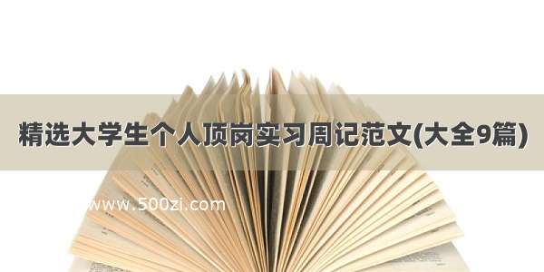 精选大学生个人顶岗实习周记范文(大全9篇)