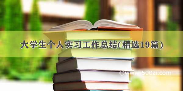 大学生个人实习工作总结(精选19篇)