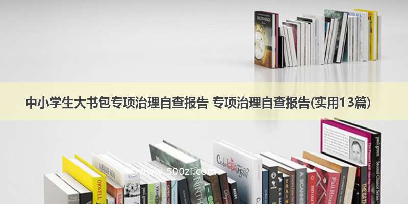 中小学生大书包专项治理自查报告 专项治理自查报告(实用13篇)