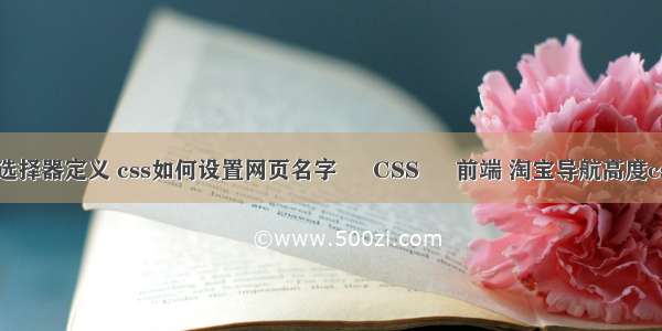 css中选择器定义 css如何设置网页名字 – CSS – 前端 淘宝导航高度css代码