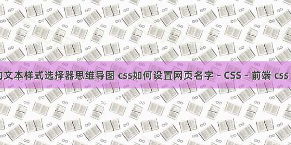 css中的文本样式选择器思维导图 css如何设置网页名字 – CSS – 前端 css fill属性