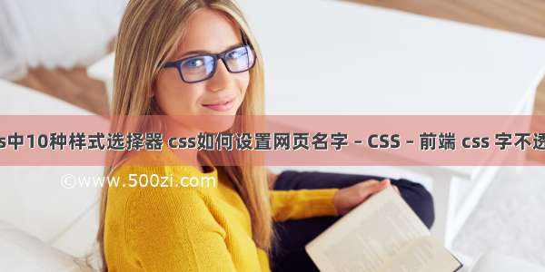 css中10种样式选择器 css如何设置网页名字 – CSS – 前端 css 字不透明