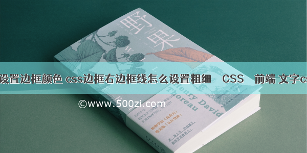 border设置边框颜色 css边框右边框线怎么设置粗细 – CSS – 前端 文字css框架