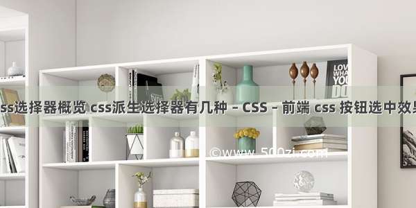 css选择器概览 css派生选择器有几种 – CSS – 前端 css 按钮选中效果