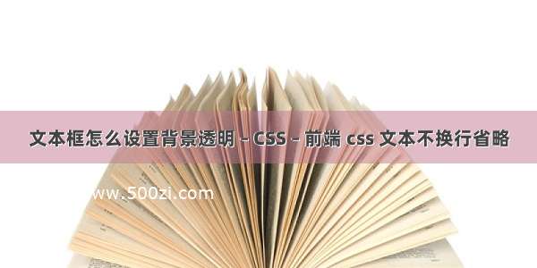 文本框怎么设置背景透明 – CSS – 前端 css 文本不换行省略