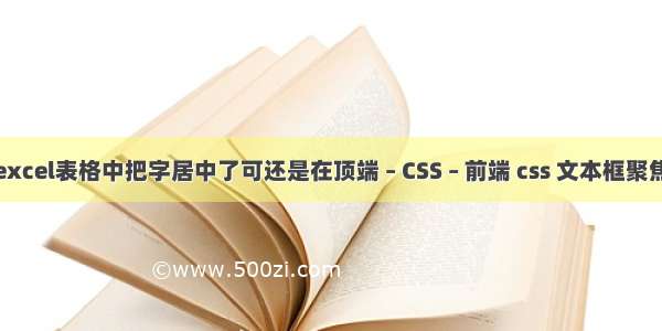 为什么excel表格中把字居中了可还是在顶端 – CSS – 前端 css 文本框聚焦无边框