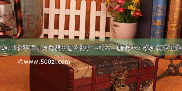 word水平垂直方向居中怎么操作 – CSS – 前端 css 浮动 高度错位