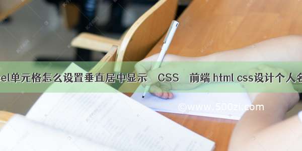 Excel单元格怎么设置垂直居中显示 – CSS – 前端 html css设计个人名片