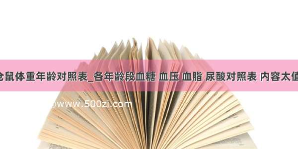 仓鼠体重年龄对照表_各年龄段血糖 血压 血脂 尿酸对照表 内容太值！