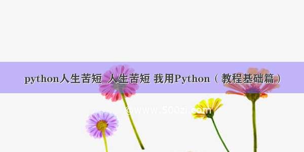 python人生苦短_人生苦短 我用Python（教程基础篇）