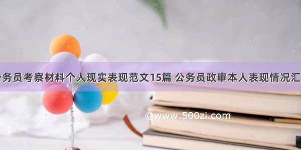 公务员考察材料个人现实表现范文15篇 公务员政审本人表现情况汇总