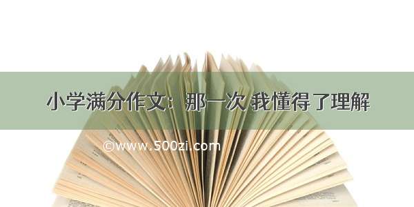 小学满分作文：那一次 我懂得了理解