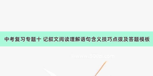 中考复习专题十 记叙文阅读理解语句含义技巧点拨及答题模板