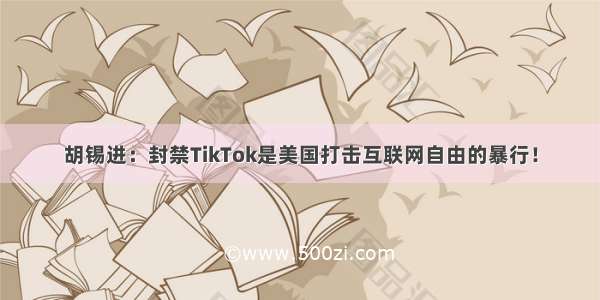 胡锡进：封禁TikTok是美国打击互联网自由的暴行！