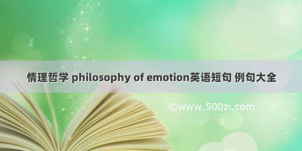 情理哲学 philosophy of emotion英语短句 例句大全