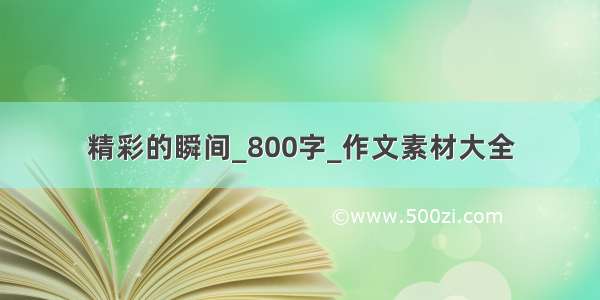 精彩的瞬间_800字_作文素材大全