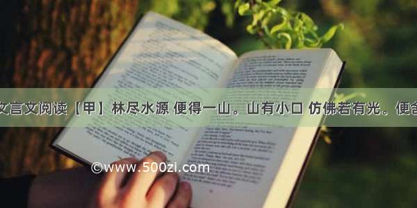 文言文阅读【甲】林尽水源 便得一山。山有小口 仿佛若有光。便舍