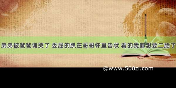 弟弟被爸爸训哭了 委屈的趴在哥哥怀里告状 看的我都想要二胎了