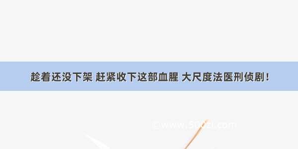 趁着还没下架 赶紧收下这部血腥 大尺度法医刑侦剧！