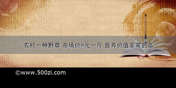 农村一种野草 市场价9元一斤 营养价值非常的高