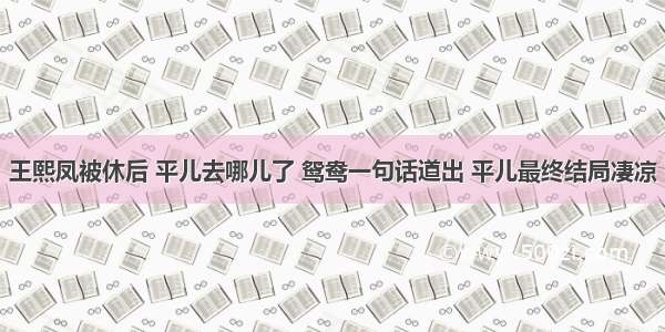 王熙凤被休后 平儿去哪儿了 鸳鸯一句话道出 平儿最终结局凄凉