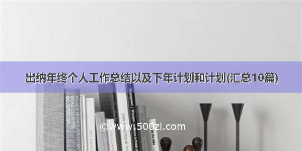 出纳年终个人工作总结以及下年计划和计划(汇总10篇)