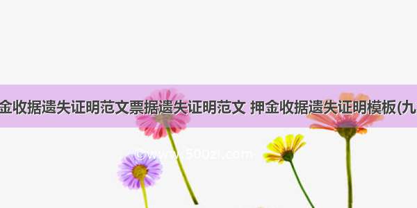 押金收据遗失证明范文票据遗失证明范文 押金收据遗失证明模板(九篇)