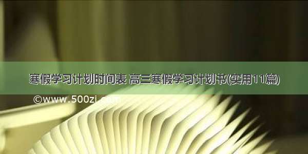 寒假学习计划时间表 高三寒假学习计划书(实用11篇)