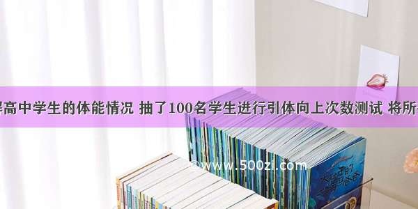 解答题为了解高中学生的体能情况 抽了100名学生进行引体向上次数测试 将所得数据整理后