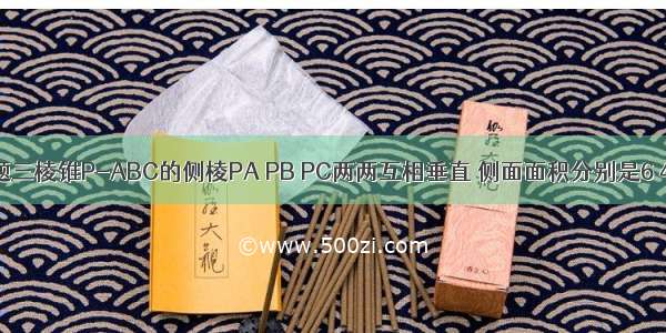 填空题三棱锥P-ABC的侧棱PA PB PC两两互相垂直 侧面面积分别是6 4 3 则