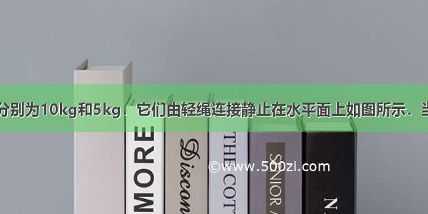 物体A B质量分别为10kg和5kg．它们由轻绳连接静止在水平面上如图所示．当B受到水平拉