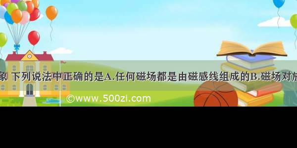 关于电磁现象 下列说法中正确的是A.任何磁场都是由磁感线组成的B.磁场对放入其中的小