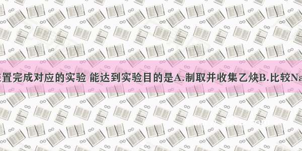 用下列实验装置完成对应的实验 能达到实验目的是A.制取并收集乙炔B.比较NaHCO3 Na2C