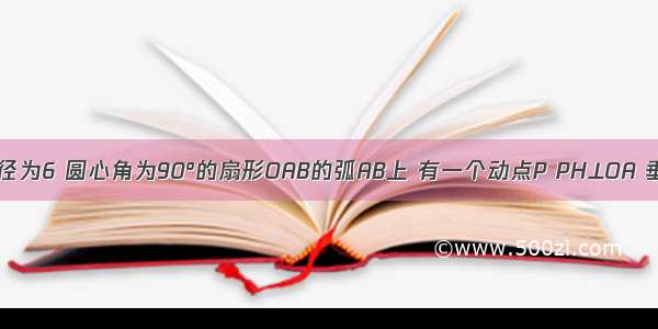 如图 在半径为6 圆心角为90°的扇形OAB的弧AB上 有一个动点P PH⊥OA 垂足为H △