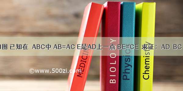 如图 已知在△ABC中 AB=AC E是AD上一点 BE=CE．求证：AD⊥BC．