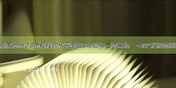 如图所示 一高度为h=0.8m粗糙的水平面在B点处与一倾角为θ=30°光滑的斜面BC连接 一