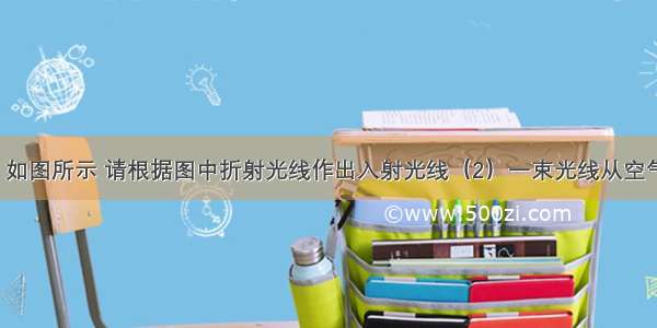 作图题（1）如图所示 请根据图中折射光线作出入射光线（2）一束光线从空气斜射到水面