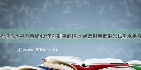 如图 一束光沿与水平方向成40°角射到平面镜上 经反射后反射光线沿水平方向射出 试