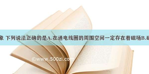 关于电磁现象 下列说法正确的是A.在通电线圈的周围空间一定存在着磁场B.磁场是由疏密