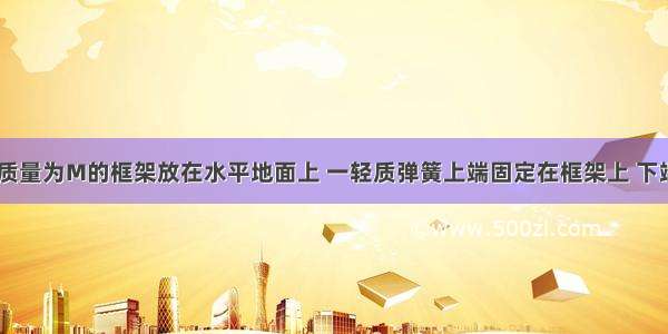 如图所示 质量为M的框架放在水平地面上 一轻质弹簧上端固定在框架上 下端拴着一质