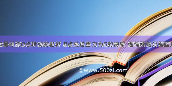 如图所示 AB是可绕O点转动的杠杆 B点处挂重力为G的物体 细绳两端分别固定杠杆A点和