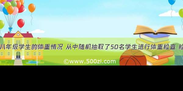 为调查某校八年级学生的体重情况 从中随机抽取了50名学生进行体重检查 检查结果如下