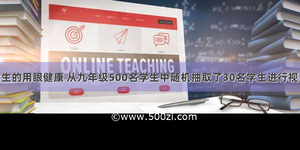 某校关注学生的用眼健康 从九年级500名学生中随机抽取了30名学生进行视力检查 发现